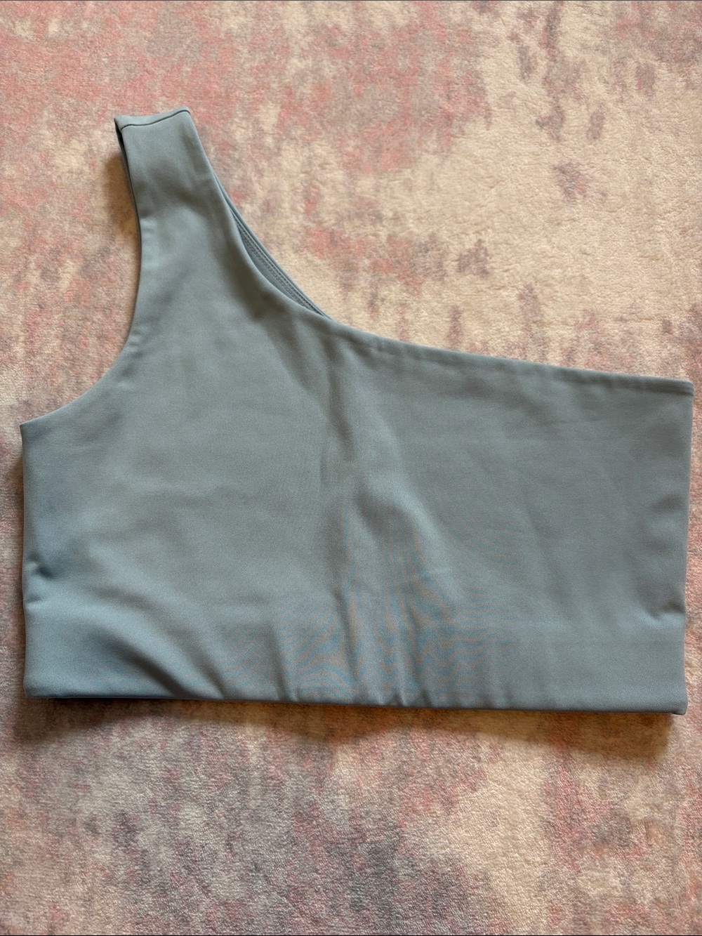 Girlfriend Collective One-Shoulder Slate Blue Crop Top